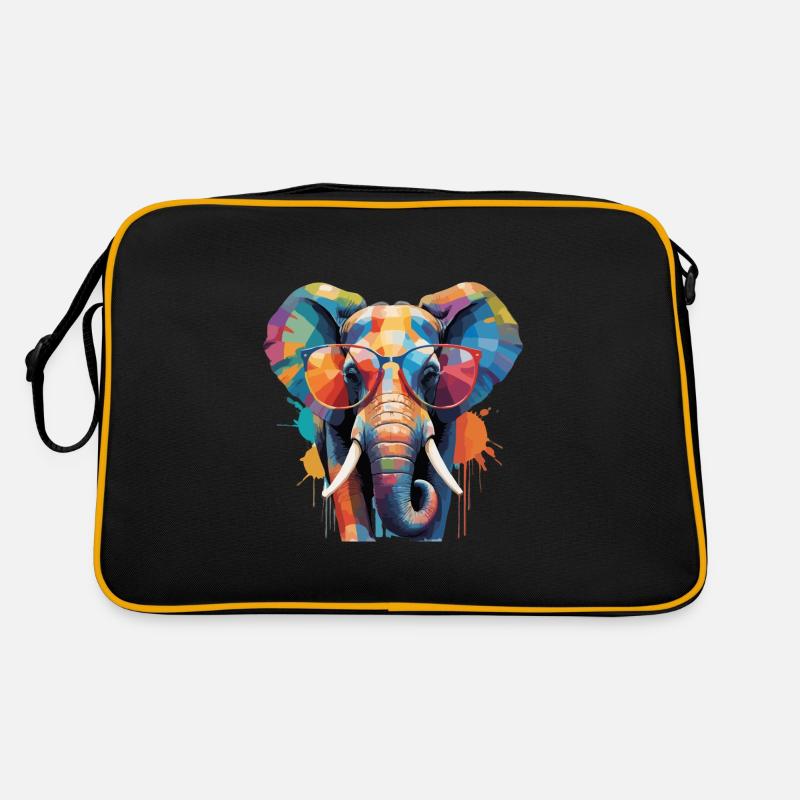 Elefant Cool mit Brille Bunte Savanne Retro Tasche