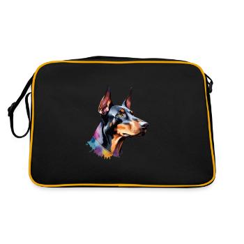 Dobermann Chien Cool Coloré Grand - Sac Retro - noir/or - Dos