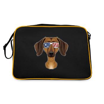 Dachshund USA Sunglasses I American Flag Dachshund - Retro Tasche - Schwarz/Gold - Hinten