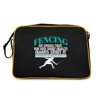 Drôle Escrime Athlète Entraîneur Épée Combat Combat - Sac Retro - noir/or - Dos