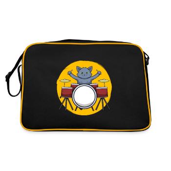 Batteur, joueur de tambour et amoureux des chats - Sac Retro - noir/or - Dos