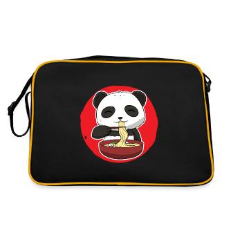 Panda isst Ramen Ramen -Enthusiast - Retro Tasche - Schwarz/Gold - Hinten