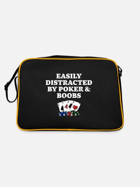 Easily Distracted by Poker & Boobs Funny Poker - Retro Bag - black/gold