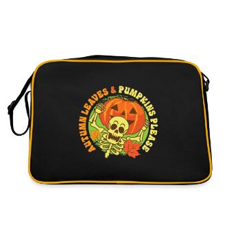 Bonjour Feuilles d’automne et citrouilles s’il vous plaît heureux - Sac Retro - noir/or - Dos