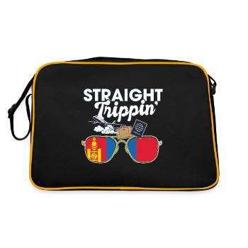 Straight Trippin' Mongolia Vacation Tour Travel - Retro Tasche - Schwarz/Gold - Hinten