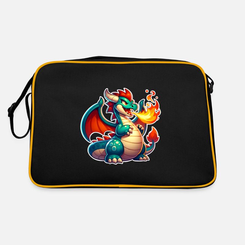 Drache - Retro Tasche - Schwarz/Gold