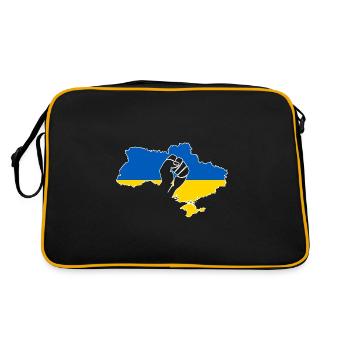 Ukraine Faust Flagge stolz Geschenk Heimat Kiew - Retro Tasche - Schwarz/Gold - Hinten