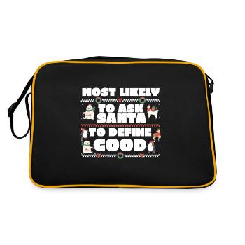 Most Likely To Ask Santa To Define Good Matching - Retro Tasche - Schwarz/Gold - Hinten