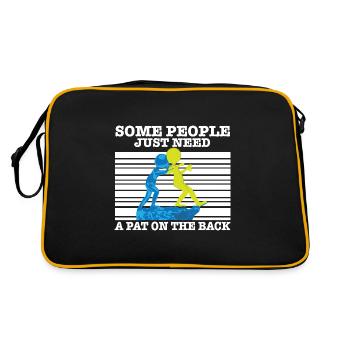 Sarcasm Quote Some People Just Need A Pat On The - Retro Tasche - Schwarz/Gold - Hinten