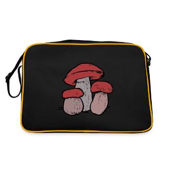 Familie Pilz Waldbewohner Natur Ökologie Wald - Retro Tasche - Schwarz/Gold - Hinten