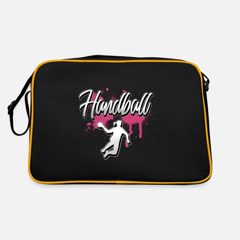 Handball Handballerin - Retro Tasche - Schwarz/Gold
