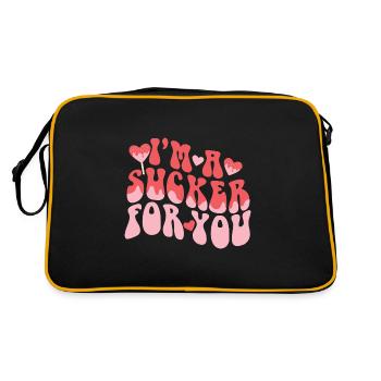 Jeu de mots de la Saint-Valentin Je suis un suceur pour vous assorti - Sac Retro - noir/or - Dos