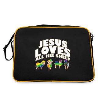 Proud Ally Jesus Loves All His Sheep LGBTQ Gay - Retro Tasche - Schwarz/Gold - Hinten