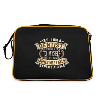 Yes I Am A Dentist Self Talk Expert Advice - Retro Tasche - Schwarz/Gold - Hinten