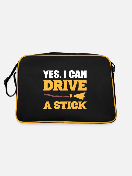 Yes I Can Drive A Stick Straßenfeger - Retro Tasche - Schwarz/Gold - Hinten