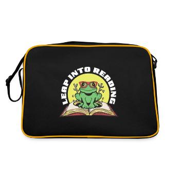 Leap Into Reading Cute Frog Bookworm Love To Read - Retro Bag - black/gold - Back