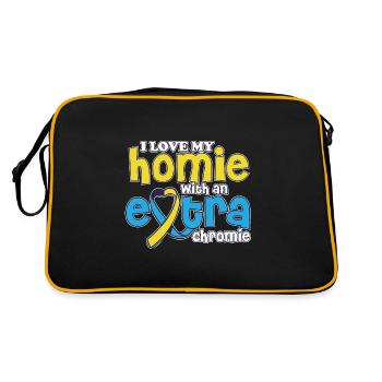 Love My With An Extra Chromie Down Syndrome - Retro Tasche - Schwarz/Gold - Hinten