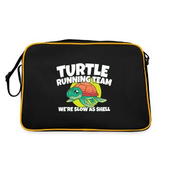 Funny Marathon Turtle Running Team We're Slow As - Retro Tasche - Schwarz/Gold - Hinten