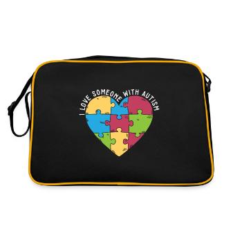 I Love Someone With Autism Awareness Month Puzzle - Retro Tasche - Schwarz/Gold - Hinten