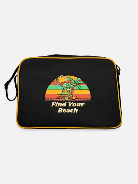 Find Your Beach Summer Vacation Tropical Trip - Retro Tasche - Schwarz/Gold - Hinten