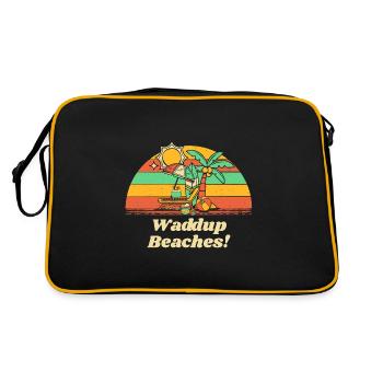 Waddup Beaches! Funny Beach Humor Ocean Summer - Retro Tasche - Schwarz/Gold - Hinten