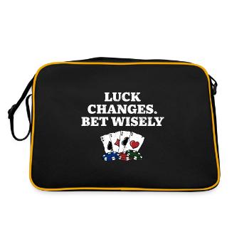 Luck Changes Bet Wisely Gambler Poker Gambling - Retro Tasche - Schwarz/Gold - Hinten