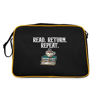 Read Return Repeat Library Worker Librarian Book - Retro Tasche - Schwarz/Gold - Hinten