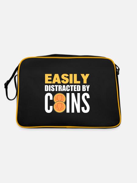Easily Distracted By Coins Münzsammler - Retro Tasche - Schwarz/Gold - Hinten