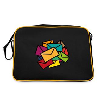 Colorful Letters Secretary Postman Gift Idea - Retro Bag - black/gold - Back
