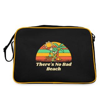 There's No Bad Beach Holiday Sayings Festival - Retro Tasche - Schwarz/Gold - Hinten