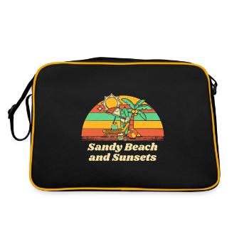 Sandy Beach and Sunsets Vacation Ocean Trip Beach - Retro Tasche - Schwarz/Gold - Hinten