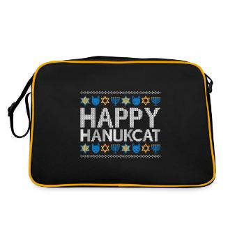 Jewish Hanukkah Hanukcat Star Of David Menorah - Retro Bag - black/gold - Back