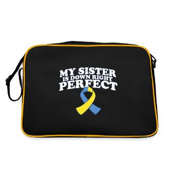 My Sister Is Down Right Perfect Down Syndrome - Retro Tasche - Schwarz/Gold - Hinten