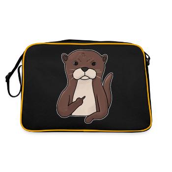 Mürrischer Otter with middle finger - Retro Bag - black/gold - Back