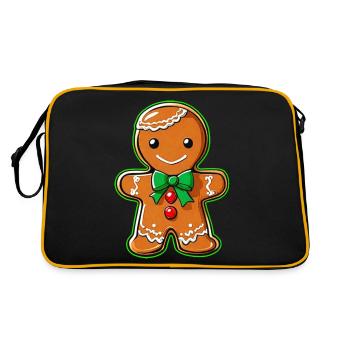 Cute gingerbread man - Retro Bag - black/gold - Back