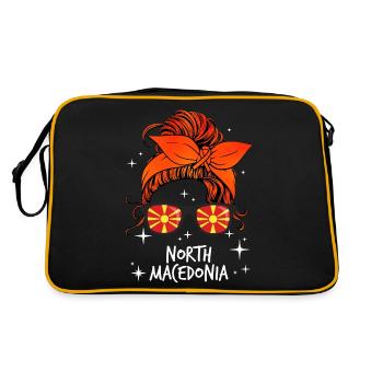 Nordmazedonien - Retro Tasche - Schwarz/Gold - Hinten