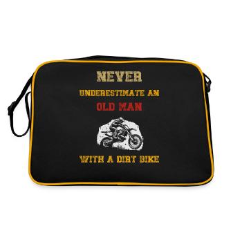 Never Underestimate An Old Man With A Dirt Bike - Retro Bag - black/gold - Back