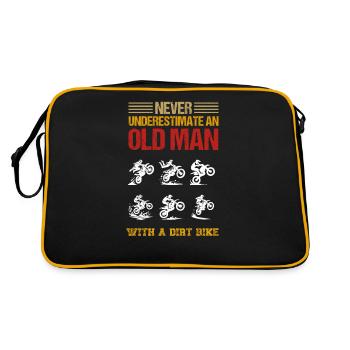 Never Underestimate An Old Man With A Dirt Bike - Retro Bag - black/gold - Back