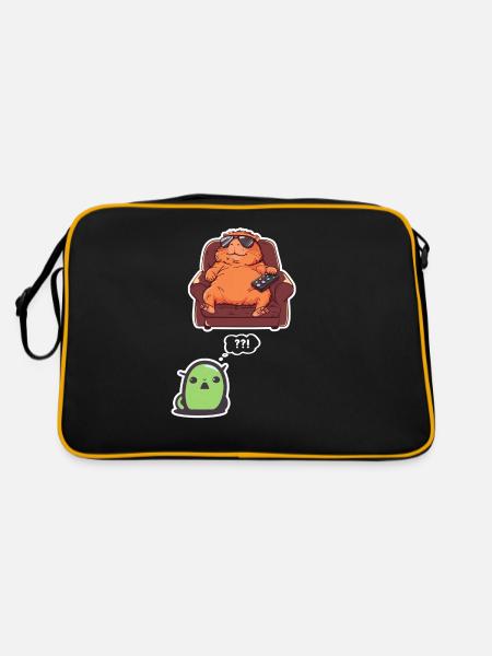 Drôle Graphique Tee Capybara Selfie Avec Ovni Bizarre - Sac Retro - noir/or - Dos
