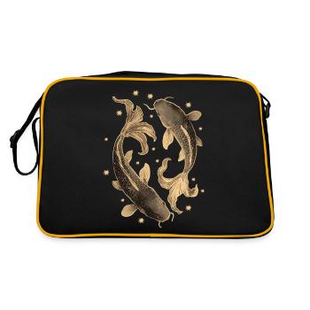 Koi Karpfen - Retro Tasche - Schwarz/Gold - Hinten