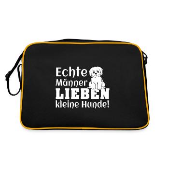 Männer lieben kleine Hunde - Retro Tasche - Schwarz/Gold - Hinten