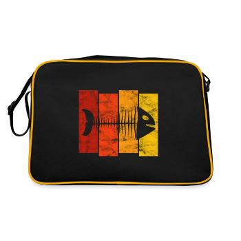 Fischgräte für Angler, Fischer und Kinder | Fische - Retro Tasche - Schwarz/Gold - Hinten