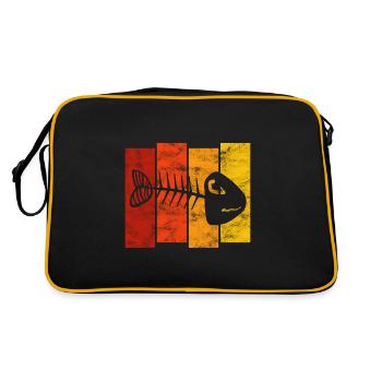 Fischgräte für Angler, Fischer und Kinder | Fische - Retro Tasche - Schwarz/Gold - Hinten