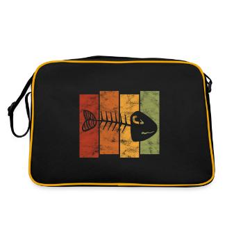Fischgräte für Angler, Fischer und Kinder | Fische - Retro Tasche - Schwarz/Gold - Hinten