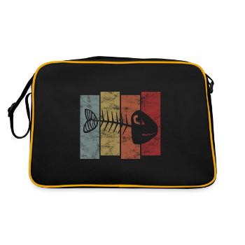 Fischgräte für Angler, Fischer und Kinder | Fische - Retro Tasche - Schwarz/Gold - Hinten