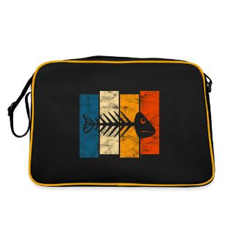 Fischgräte für Angler, Fischer und Kinder | Fische - Retro Tasche - Schwarz/Gold - Hinten