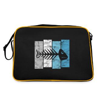 Fischgräte für Angler, Fischer und Kinder | Fische - Retro Tasche - Schwarz/Gold - Hinten