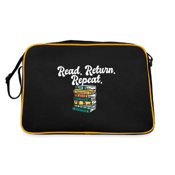 Librarian Read Return Repeat Library Worker Book - Retro Tasche - Schwarz/Gold - Hinten