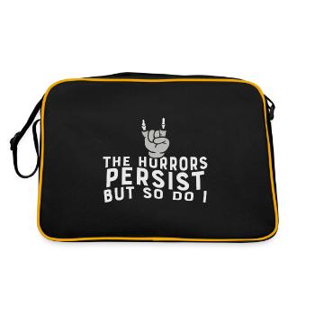 The Horrors Persist But So Do I Strength Quote - Retro Tasche - Schwarz/Gold - Hinten
