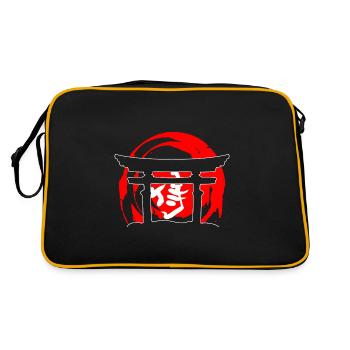 Tori Gate Japanischer Tourist - Retro Tasche - Schwarz/Gold - Hinten